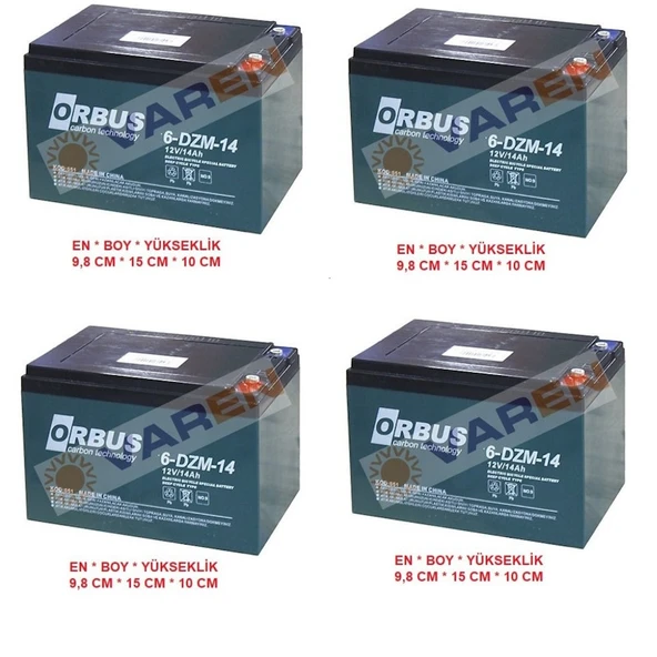 ORBUS 12v 14 Ah Elektrikli Bisiklet Aküsü Deep Cycle 4 lü Set