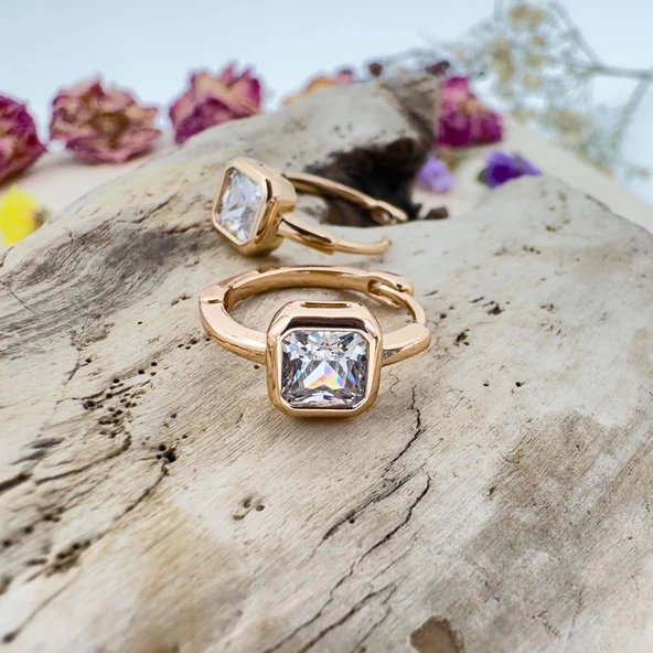 Tek Taş Çelik Küpe - 2