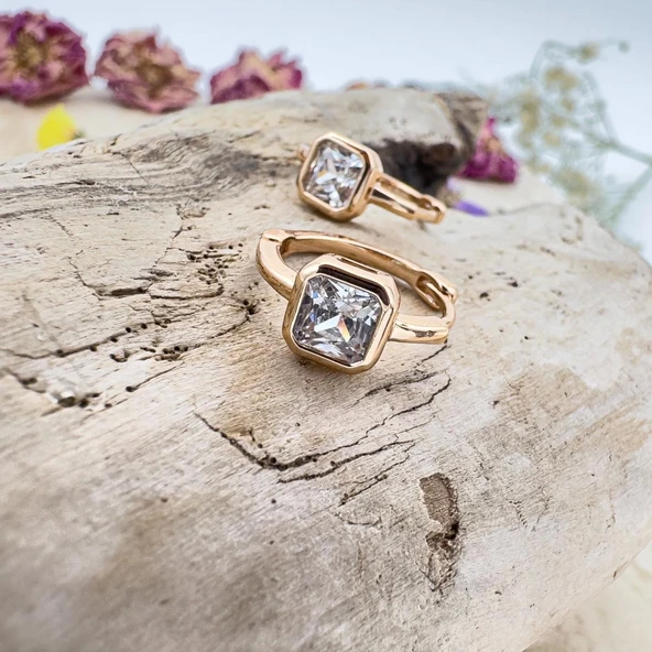 Tek Taş Çelik Küpe - 4