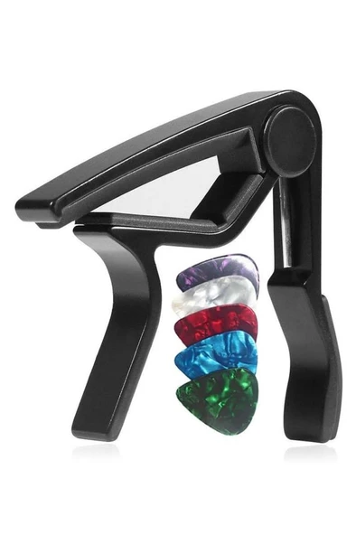 Lastvoice LCT-90BK Gitar Capo Metal Kapo Kaliteli 5 Adet Pena Hediye ürün görseli 1