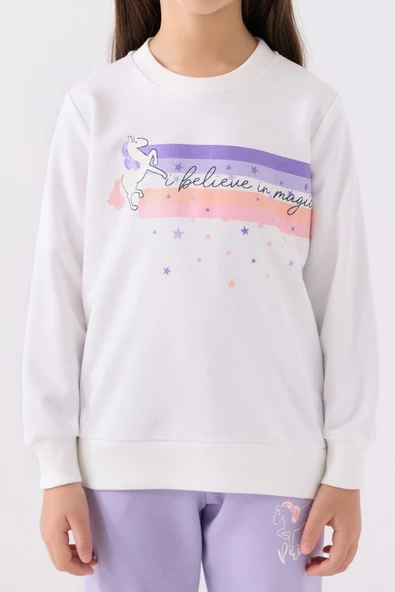 Rolypoly Kız Çocuk Krem Pijama Takım 3478 - 2