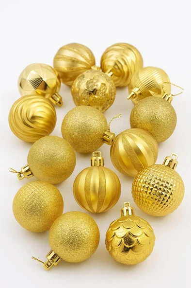 Beysüs Yılbaşı Çam Ağacı Süsü Cici Top Özel Paketli 6 cm 12 li Gold