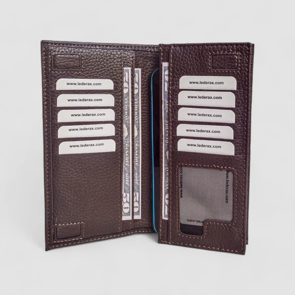 Lederax Telefon Bölmeli Mıknatıslı Portföy Kartlık Uzun Cüzdan LD505 - Resim 3