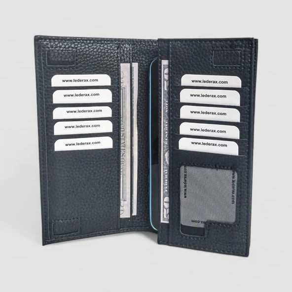 Lederax Telefon Bölmeli Mıknatıslı Portföy Kartlık Uzun Cüzdan LD505 - Resim 2