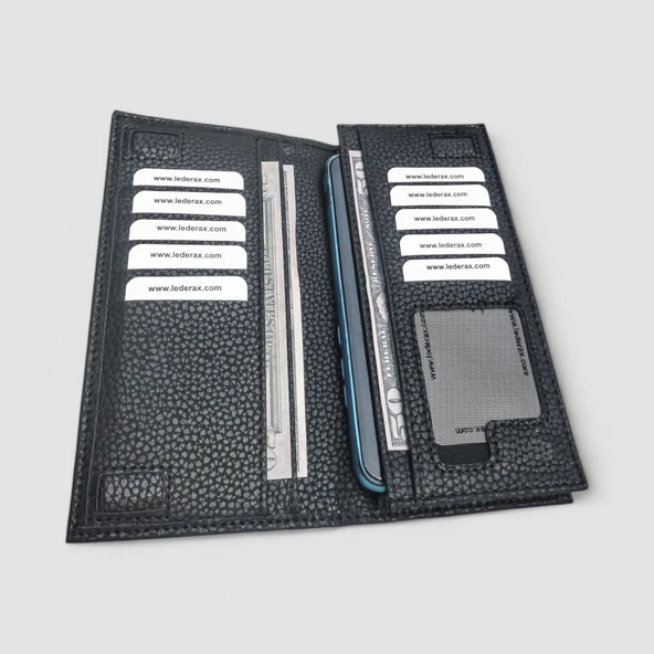 Lederax Telefon Bölmeli Mıknatıslı Portföy Kartlık Uzun Cüzdan LD505 - Resim 4