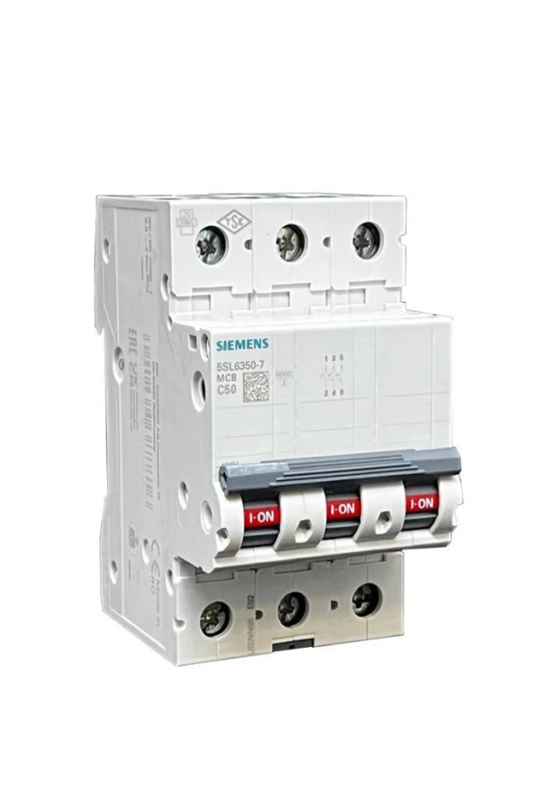 Siemens 5SL6350-7 6kA C Tipi 3x50 A Wotomat - Trifaze Buzdolabı Sigortası