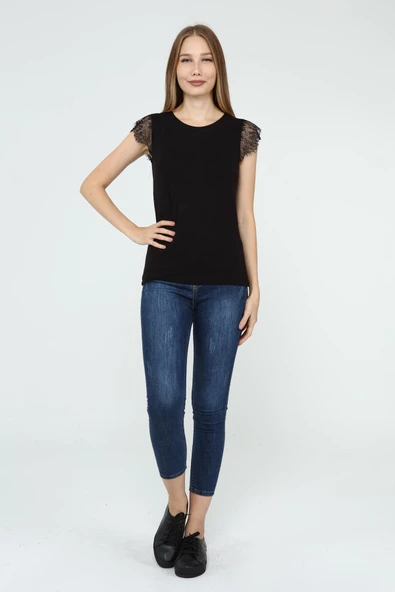 DRR Moda Dantelli Yarım Kol Bluz - 4