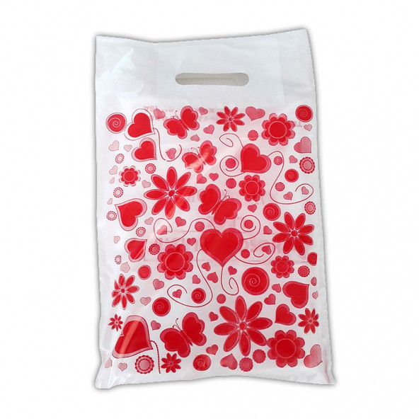 Takviyeli Poşet Kalpli Beyaz 33x45 (20 Paket: 1000 Adet) - 2