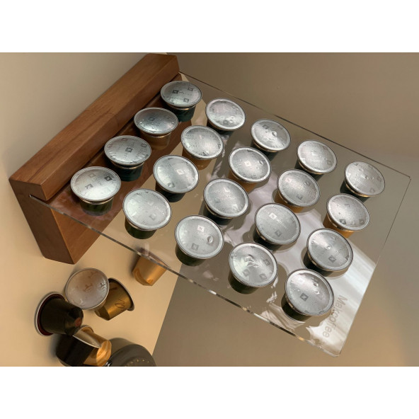 Makcoffee NESPRESSO KAPSÜL KAHVE STANDI AYAKLI 20 KAPASİTELİ KAYIN AĞACI TABANI NESPRESSO KAPSÜLÜ UYUMLU + 10 Adet Kapsül Hediye - 5
