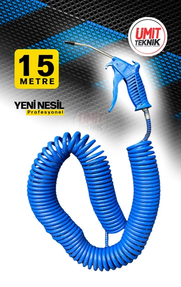 15 Metre Hava Tabancası Yeni Nesil  Spiral Hava Hortumu Kompresör Hava Tabancası Set-15 METRE - Resim 2