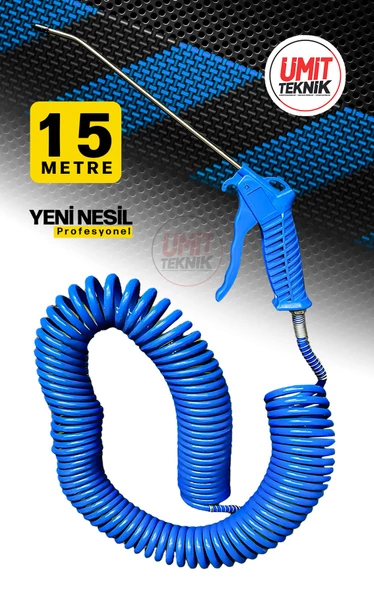 15 Metre  Uzun Hava Tabancası Yeni Nesil  Spiral Hava Hortumu Kompresör Hava Tabancası Set-15 METRE - 2