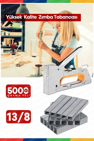 Çok Amaçlı  Dekorasyon Mobilya Ahşap Çerçeve Çakma Manuel Zımba Tabancası 5000 Zımba Hediyeli - 4
