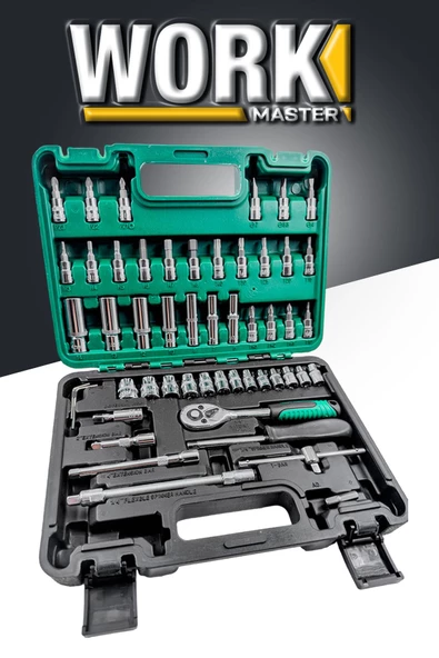 PRO 65 Parça 53 Lokma Takımı Otomatik Cırcırlı 1/4" 12 Parça Kombine Açık Ağız-yıldız Anahtar set - Resim 3