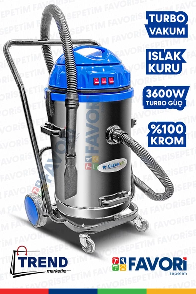 Profesyonel  Yüksek Vakum Gücü 3 Motorlu Islak -Kuru Krom Kazanlı Süpürge 3600W Aksesular Hediyeli - 2