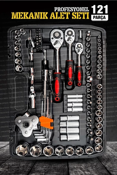 Profesyonel  Mekanik Krom Çelik  Premium Kalite 121 Parça Lokma Takımı 1/2-1/4-3/8 Full Set - 4