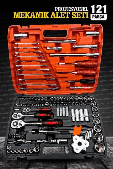 Profesyonel  Mekanik Krom Çelik  Premium Kalite 121 Parça Lokma Takımı 1/2-1/4-3/8 Full Set - 3