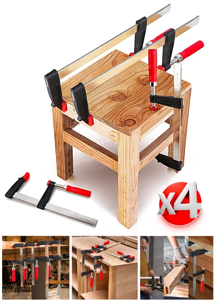 Premium Kalite 400,300,200,150mm F Tipi Ahşap Çelik Mobilyacı Mengene Kıskaç Işkence 4 Set-2 ürün görseli