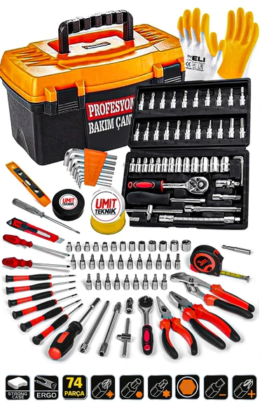 Premium Serisi 74 Pcs Full Takım 46Lokma Set PenseYankeski,Tornavida Set,3 Metre Combo Seti Takım - Resim 3