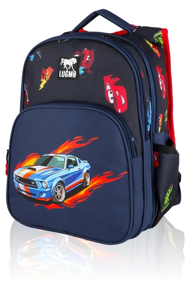 Lugmo 3 Lü İlkokul Çanta Seti Erkek Çocuk Çantası Astarlı Pedli Araba - Resim 3