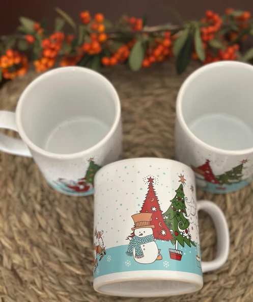 Noel Baba Figürlü Yılbaşı Özel Seramik Kupa/bardak - Resim 3