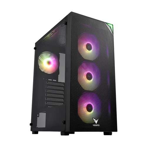 VENTO - VG3400S Mid Tower, 650W 80+ Siyah, Temperli Cam, RGB, ATX GAMING KASA