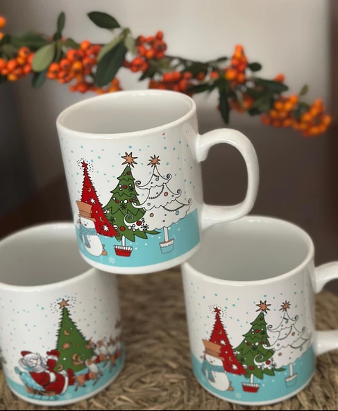 Noel Baba Figürlü Yılbaşı Özel Seramik Kupa/bardak - Resim 2