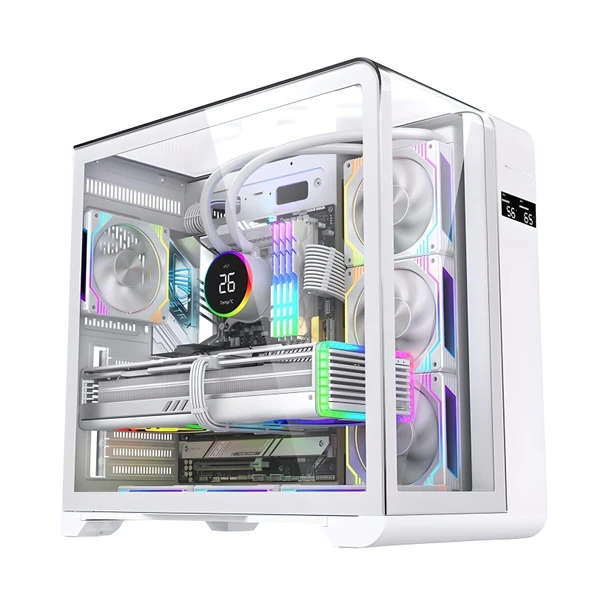 SNT Victory Plus Kavisli 7x Argb Fan Uzaktan Kumandalı ARGB Controller Gaming Kasa Beyaz