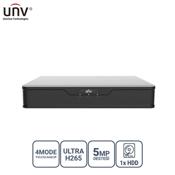 UNIVIEW XVR301-08G3 8 KANAL 5MP 1x HDD H65+ HIBRIT DVR KAYIT CIHAZI