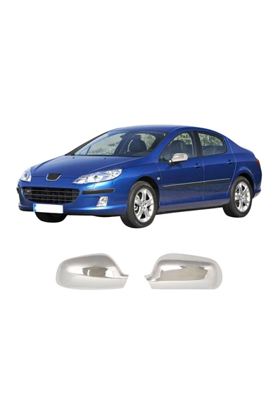 Peugeot 407 Uyumlu 2004-2010 Krom Ayna Kapağı 2 Parça Paslanmaz Çelik