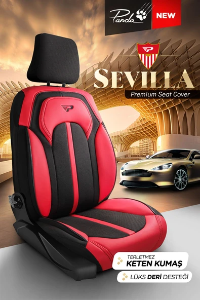 Panda Kılıf Panda Sevılla Serısı Keten Kumaş Oto Koltuk Kılıfı - Tam Set - 12