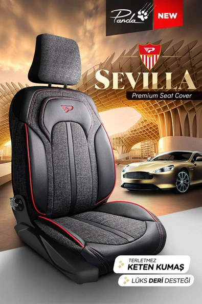 Panda Kılıf Panda Sevılla Serısı Keten Kumaş Oto Koltuk Kılıfı - Tam Set - 4