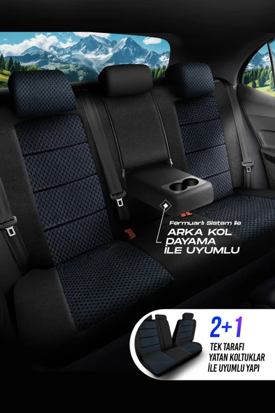 PANDA DRAGON SERİSİ DOKUMA KUMAŞ OTO KOLTUK KILIFI - TAM SET - 3