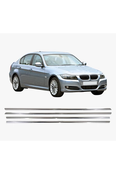 Bmw E90 Uyumlu 2005-2012 Krom Cam Çıtası 4 Parça Paslanmaz Çelik