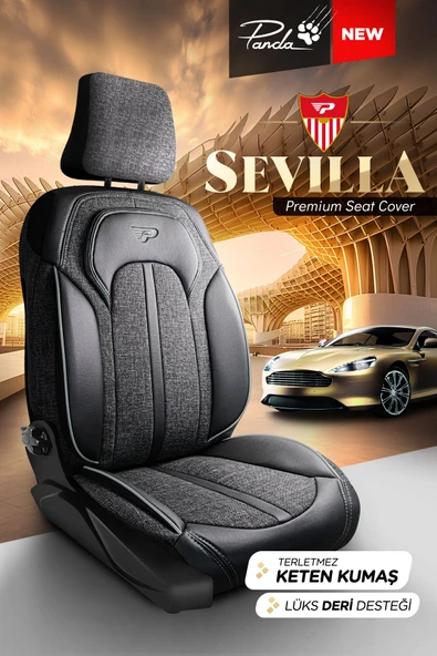 Panda Kılıf Panda Sevılla Serısı Keten Kumaş Oto Koltuk Kılıfı - Tam Set - 2