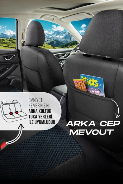 PANDA DRAGON SERİSİ DOKUMA KUMAŞ OTO KOLTUK KILIFI - TAM SET - 6
