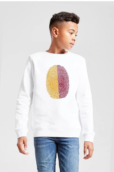 Sarı Kırmızı Parmak İzi Beyaz Çocuk 2ip Sweatshirt