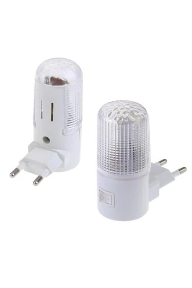 fullreyon 1 Watt Beyaz Işık, Çok Kaliteli, Fişli, Aç - Kapa Düğmeli Gece Lambası, 8 Cm Beyaz Işık Gece Lambası - 2