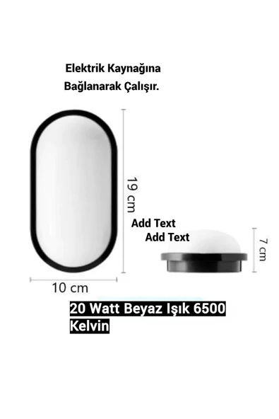 fullreyon Balkon Lambası Teras Lambası Oval Duvar Lambası 20 Watt Beyaz Işık Banyo Lambası Tavan Lambası - 4