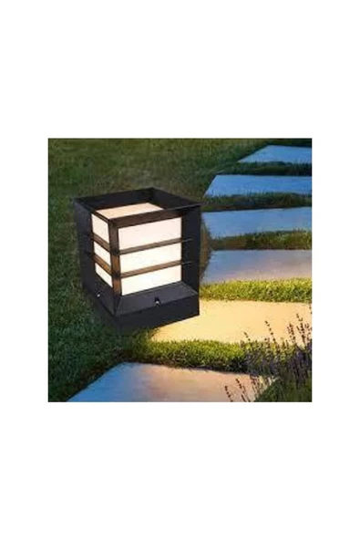 Teslamix Full Reyon Kare Küp Izgaralı Setüstü Bahçe Aydınlatma Armatürü Siyah Plastik - Resim 3