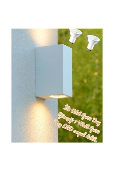 fullreyon 14 Watt Beyaz Kasa Gün Işığı Çift Yönlü İç ve Dış Mekan Armatür, Bahçe Duvar Aydınlatma Apliği