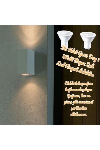 fullreyon 14 Watt Beyaz Kasa  Beyaz Işık Çift Yönlü İç ve Dış Mekan Armatür, Bahçe Duvar Aydınlatma Apliği - 5