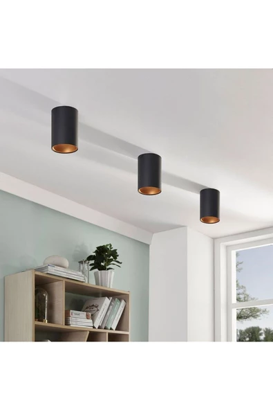 fullreyon 10 Cm, Alüminyum, Gu10 Duylu Sıva Üstü Dekoratif Tavan Armatürü, Siyah - Bakır Renk (Ampul Hariç) - 7