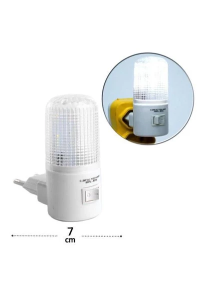 fullreyon 2 Adet 1 Watt Beyaz Işık, Çok Kaliteli, Fişli, Aç - Kapa Düğmeli Gece Lambası, 8 Cm Gece Lambası - 5