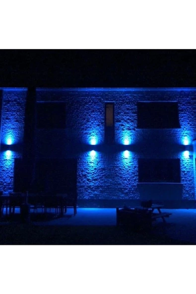 fullreyon 14 Watt MAVİ IŞIK BEYAZ Kasa Çift Yönlü İç ve Dış Mekan Armatür, Bahçe Duvar Aydınlatma Apliği - Resim 2