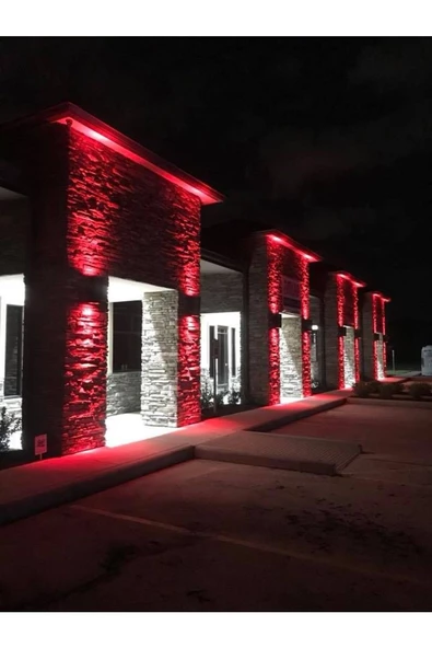 fullreyon 14 Watt KIRMIZI IŞIK BEYAZ  Kasa Çift Yönlü İç ve Dış Mekan Armatür, Bahçe Duvar Aydınlatma Apliği - Resim 2