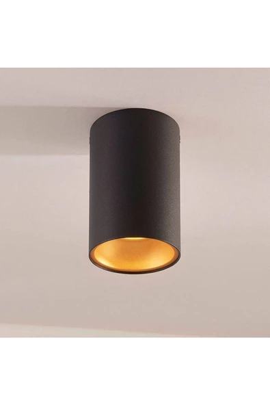 fullreyon 10 Cm, Alüminyum, Gu10 Duylu Sıva Üstü Dekoratif Tavan Armatürü, Siyah - Bakır Renk (Ampul Hariç) - 5