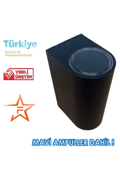 Ferstar Aydınlatma Full Reyon Siyah Kasa 14 Watt Mavi Işık Çift Yönlü Dekoratif Duvar Aplik