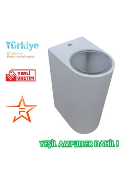 Ferstar Aydınlatma Beyaz Kasa Yeşil Işık Çift Yönlü Dekoratif Duvar Aplik