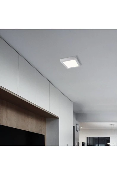 fullreyon 18 Watt Kare BEYAZ Metal Kasa 3200 Kelvin Ultra Kaliteli Sıva Üstü Led Tavan Armatürü, Led Panel - Resim 7
