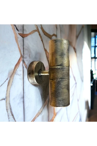 fullreyon 14 Watt AMBER IŞIK Antik Yaldız Eskitme Gu10 Duy Çift Yönlü Bahçe Duvar Apliği İç  Dış Mekan Armatür - Resim 7